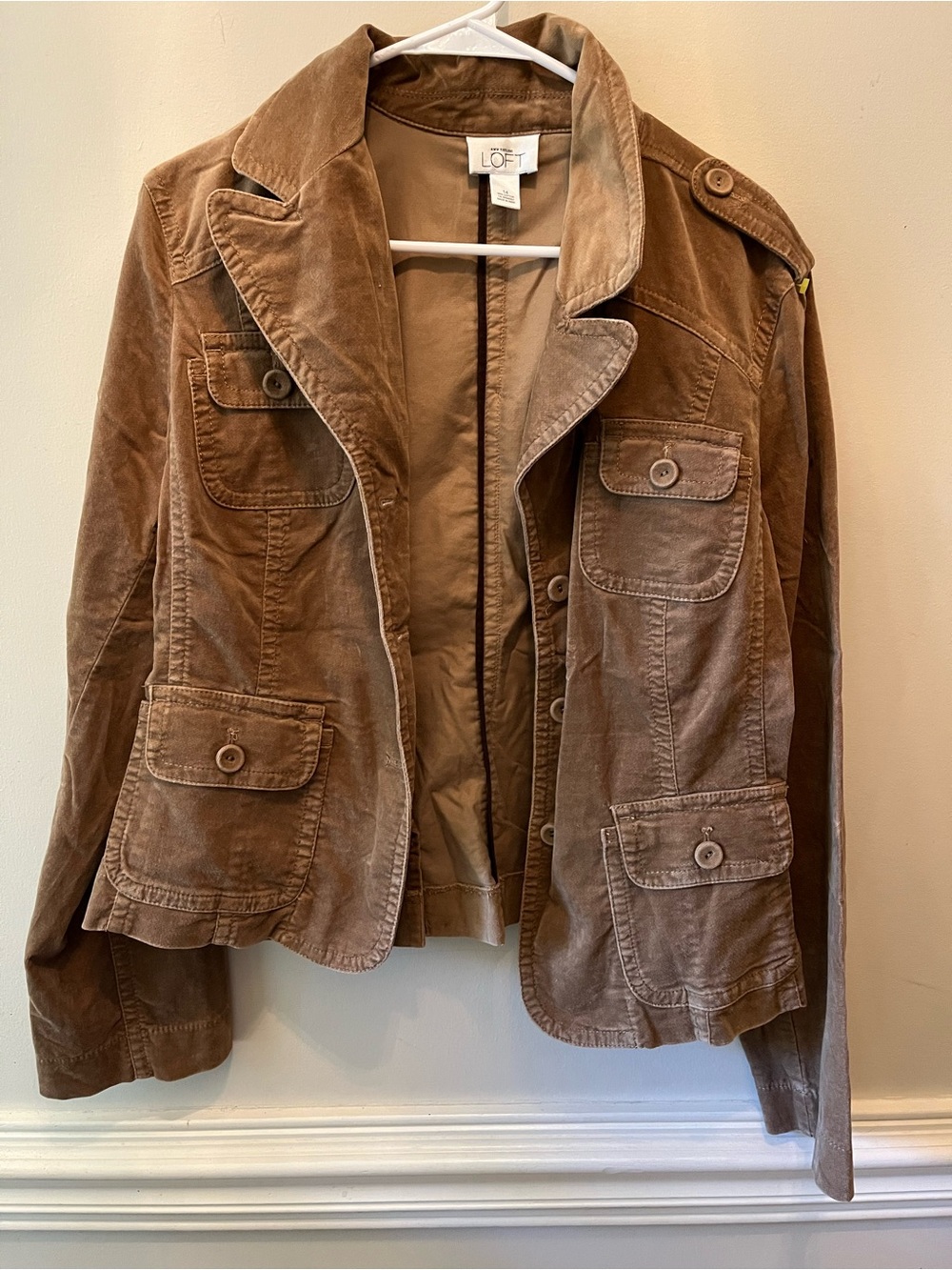 90s Y2K Ann Taylor LOFT Brown Blazer Jacket with Patch Pockets size 14